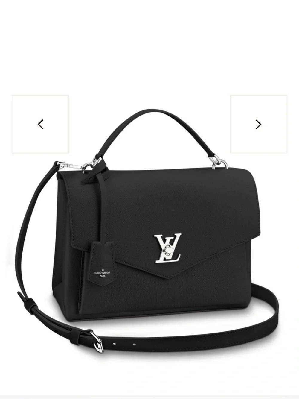 Louis Vuitton Black Leather Top-Handle Satchel with Silver LV Lock